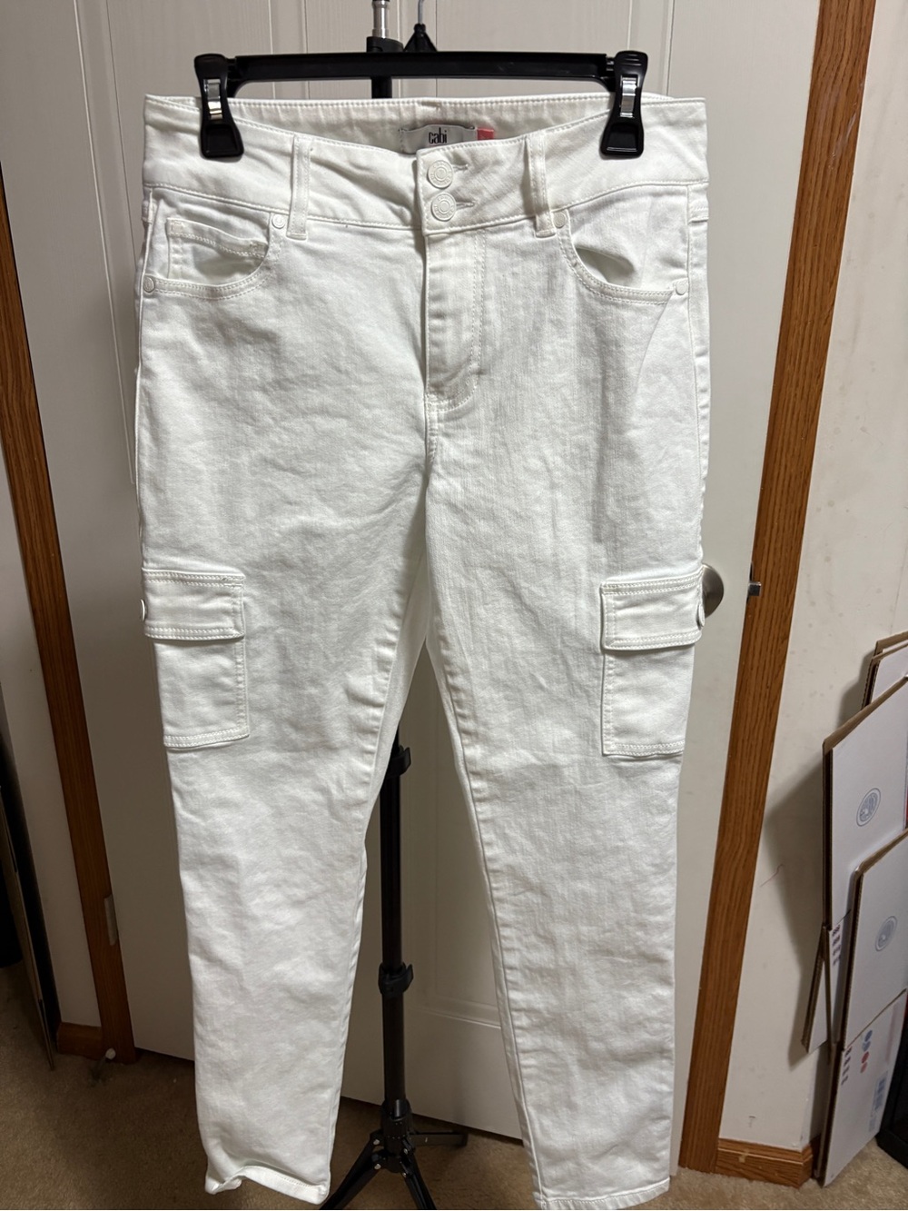 White Women’s Cargo Jeans - Clean Straight Fit